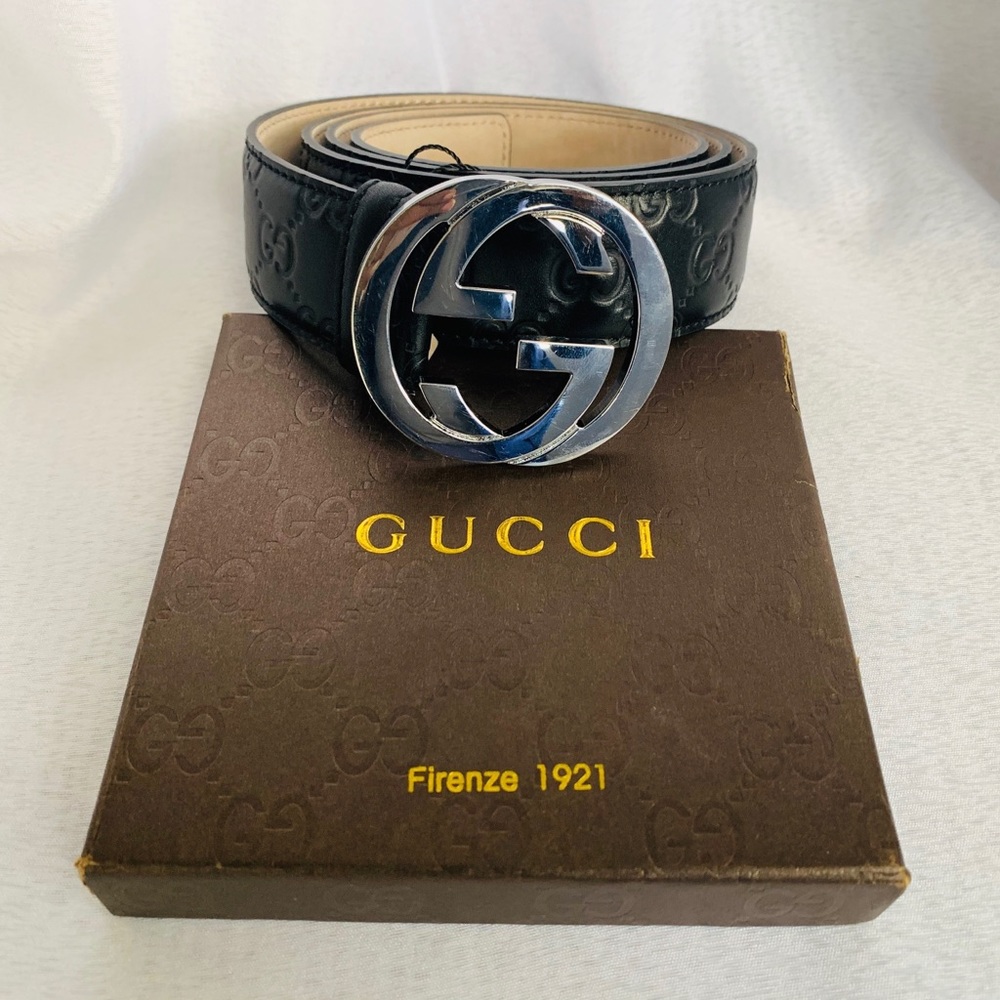 Men’s Gucci belt black GG print